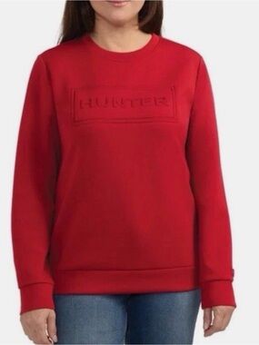 Hunter Red Embossed-Logo Crewneck Sweatshirt